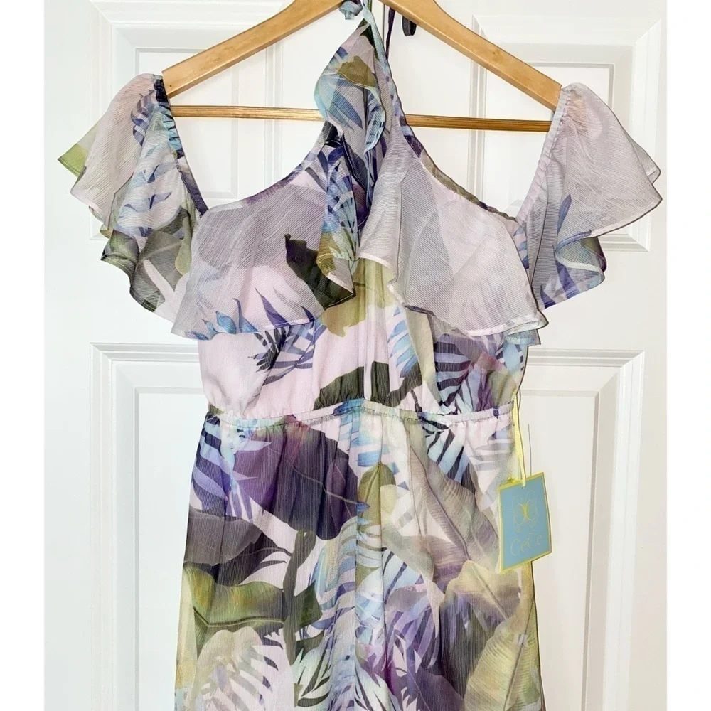 CeCe by Cynthia Steffe Tropical Cold Shoulder Maxi Dress NWT Size 2 (XS)